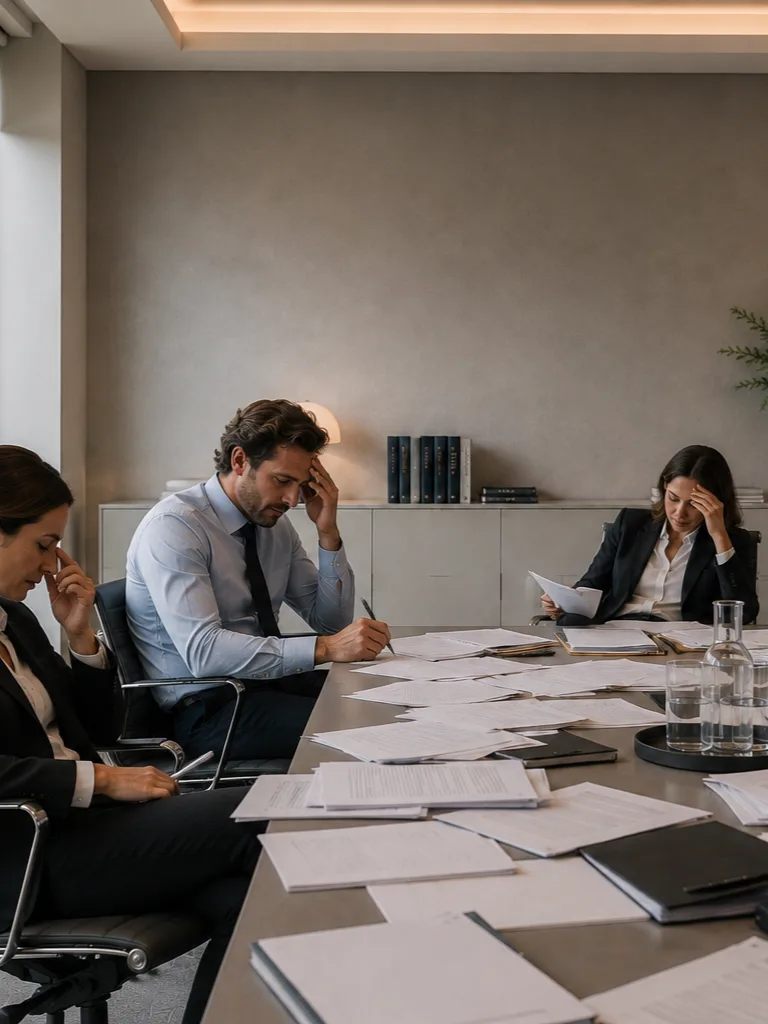Reunión de trabajo ante una situación de dificultad financiera